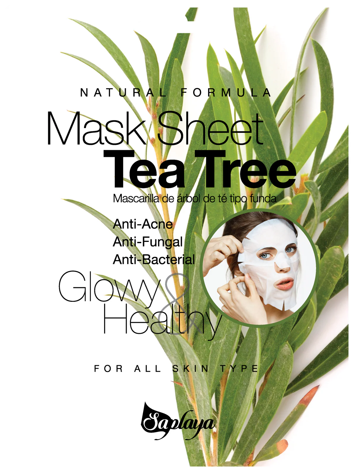 Saplaya k-beauty natural formula tea tree sheet mask