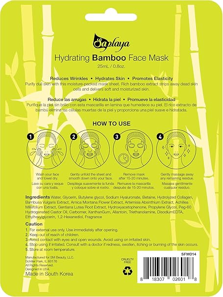 Saplaya  k-beauty natural formula Bamboo sheet mask