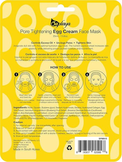 Saplaya  k-beauty natural formula egg cream sheet mask