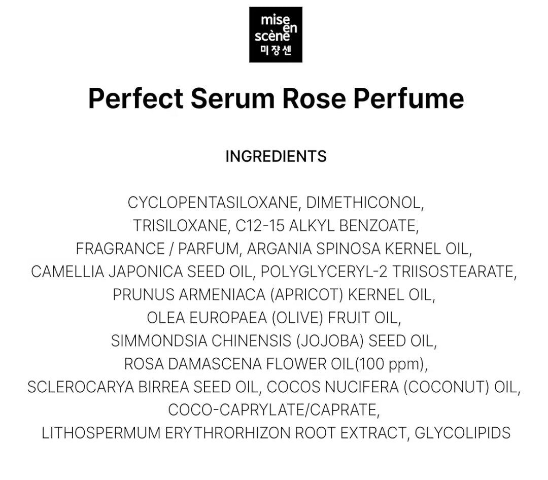 Mise En Scene Perfect Rose Perfume Serum - Refreshing Oil for Dry Hair | Heat Protectant