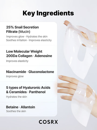 Cosrx Advanced Snail Mucin Glass Glow Hydrogel Mask Single 1.19 oz (34g)