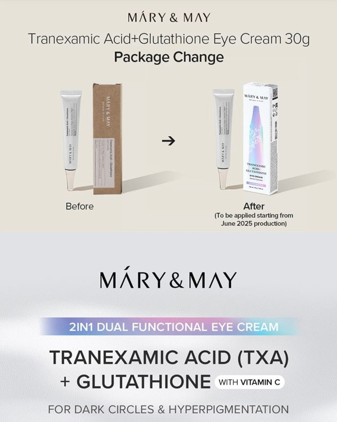 Mary & May, Tranexamic Acid + Glutathione Eye Cream