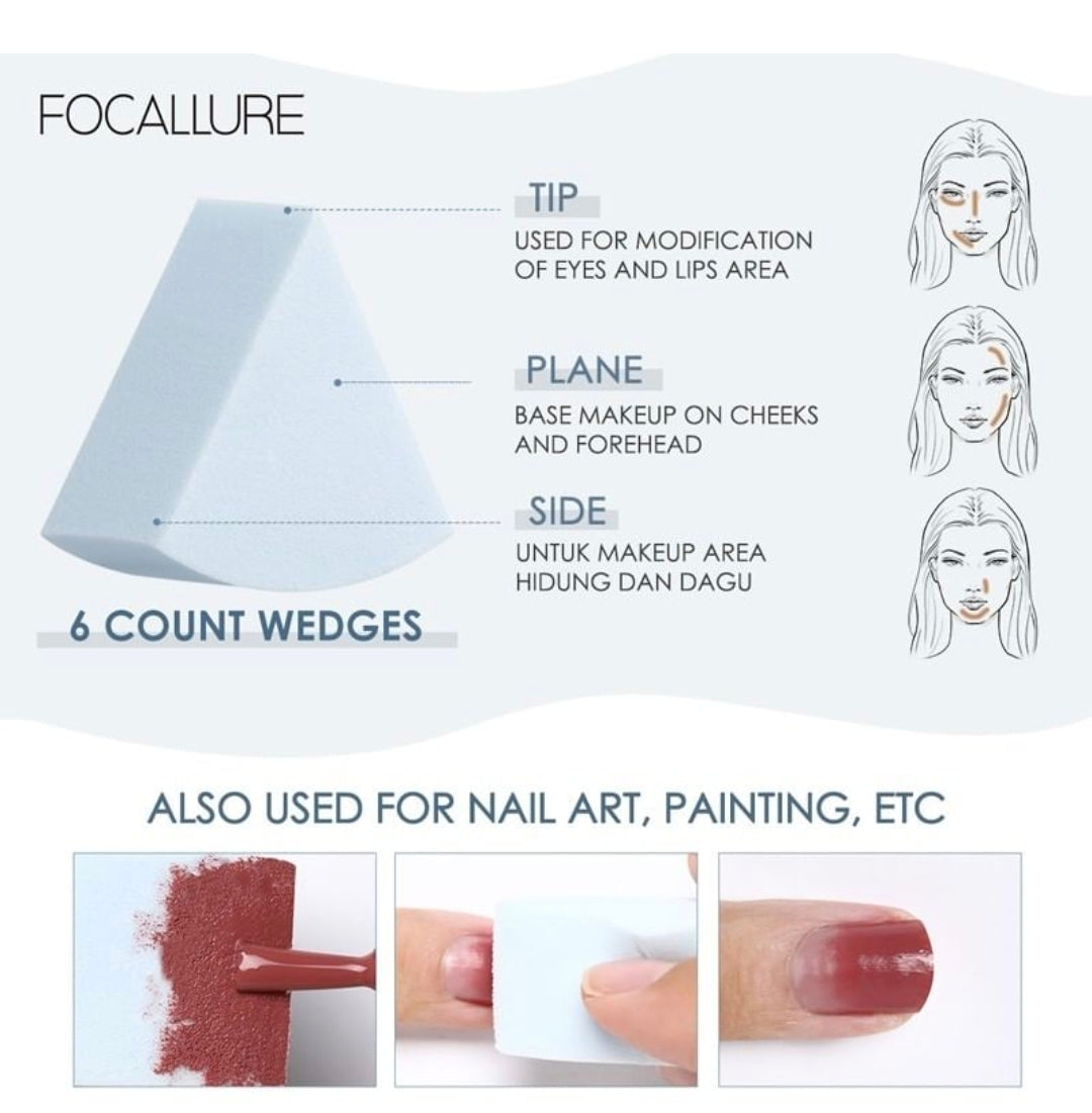 FOCALLURE Match Max Make Up Sponge - 6 Count Wedges