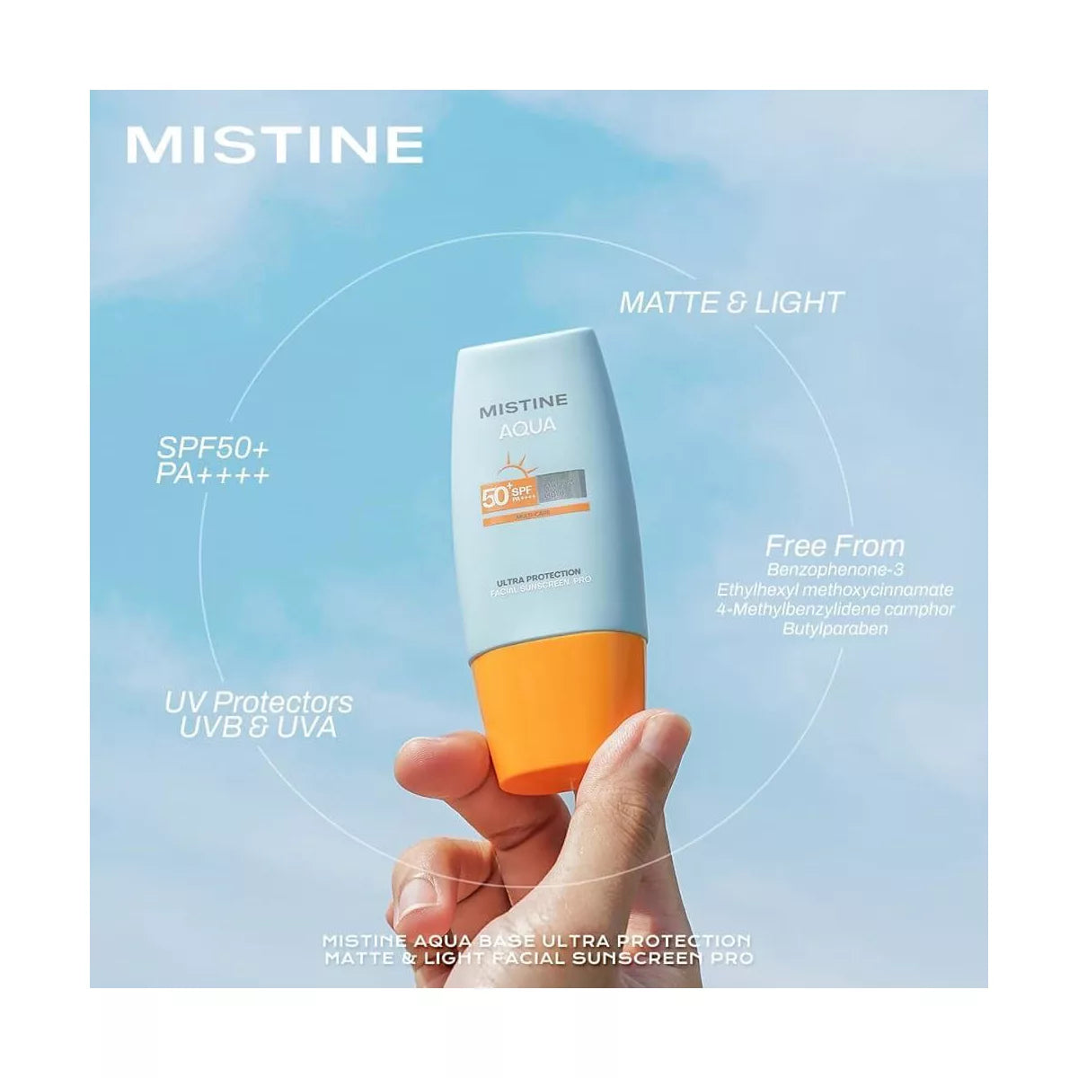 MISTINE Aqua Base Ultra Protection Matte & Light Facial Sunscreen Pro SPF50 PA ++++