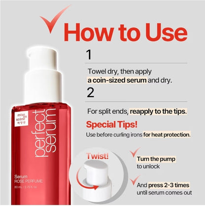 Mise En Scene Perfect Rose Perfume Serum - Refreshing Oil for Dry Hair | Heat Protectant