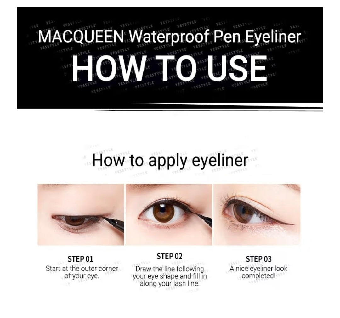MACQUEEN MQNY Waterproof Pen Eyeliner - 3 Colors
