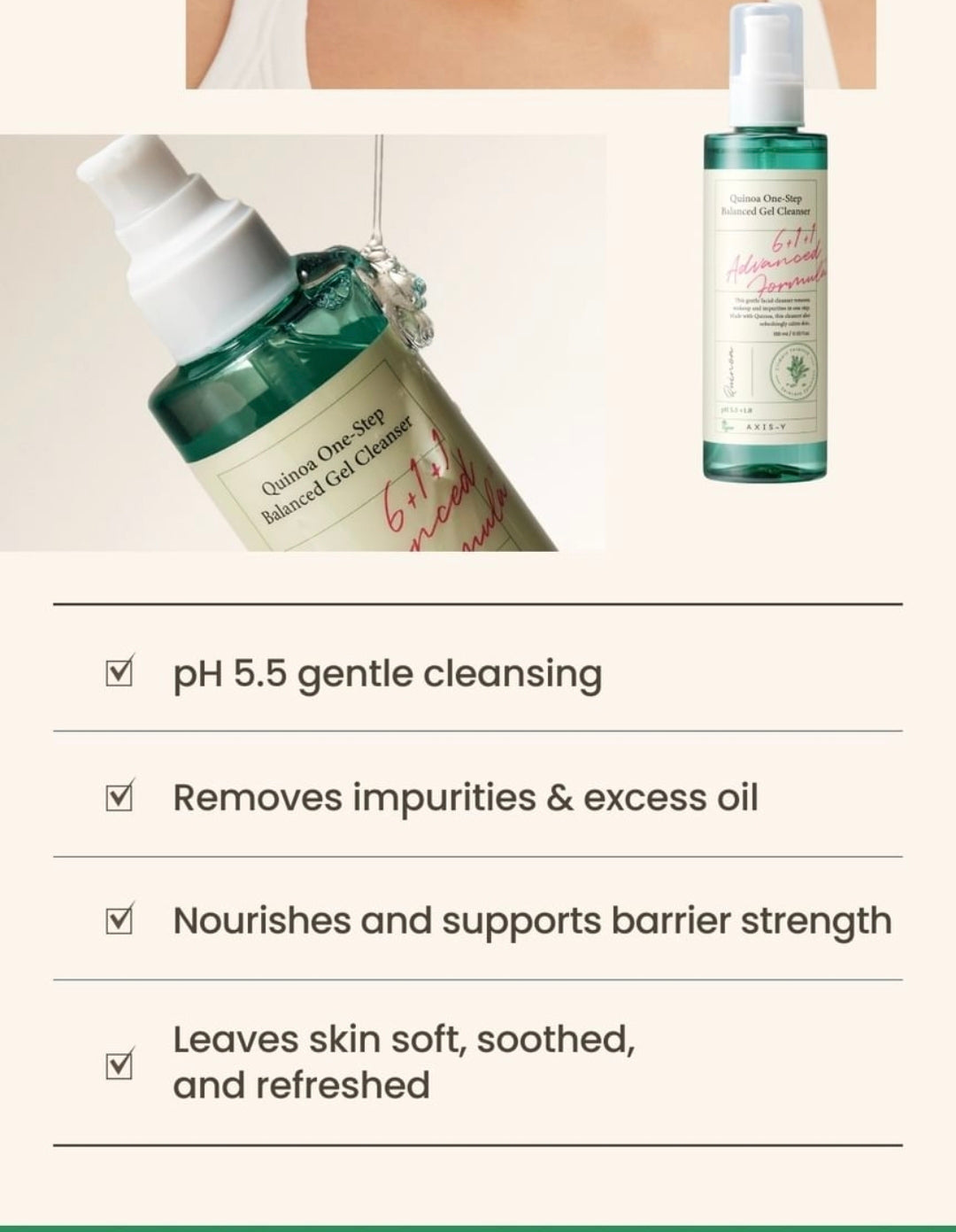 Axis y Quinoa One Step Balanced Gel Cleanser 180ml