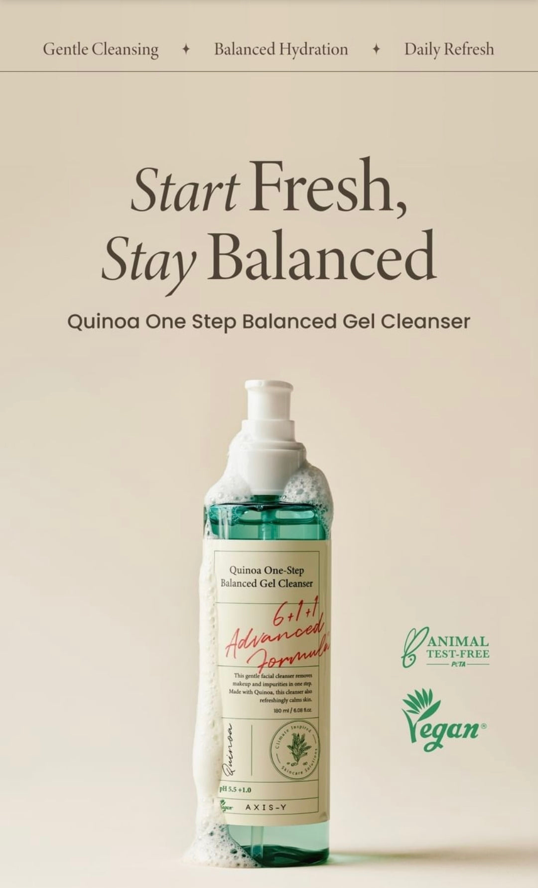 Axis y Quinoa One Step Balanced Gel Cleanser 180ml